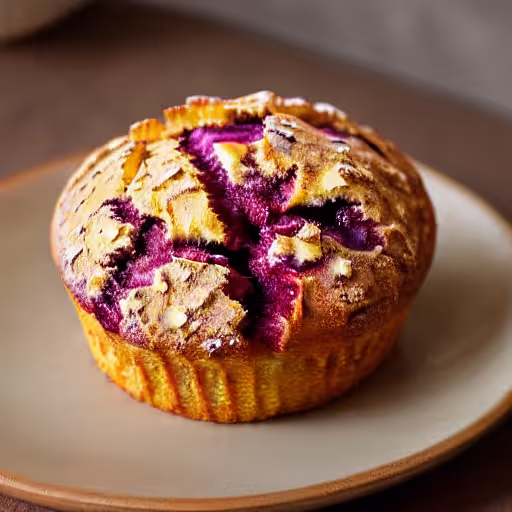 Plum Almond Muffins with Candied Ginger