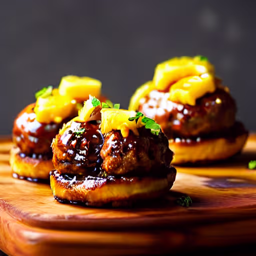 Baked Teriyaki Meatballs with Pineapple Sauce