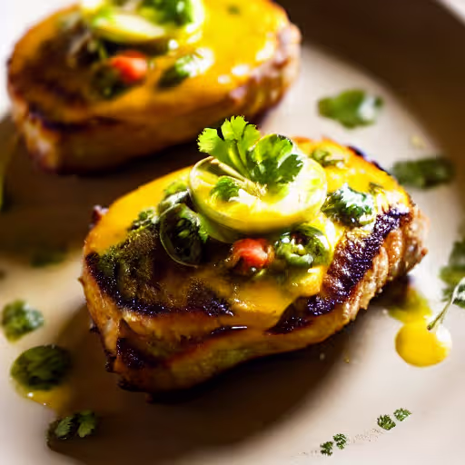 Sizzling Pork Chops with Spicy Green Chili Sauce