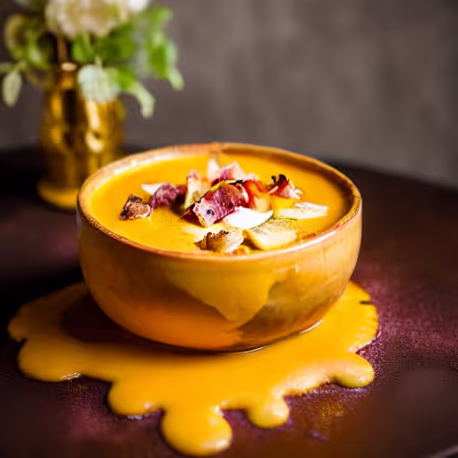 Caramelized Butternut Squash and Apple Soup with Bacon