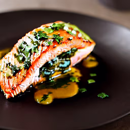 Grilled Salmon with Herb-Packed Chimichurri Sauce