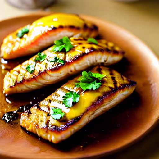 Grilled Basil-Garlic Halibut Steaks