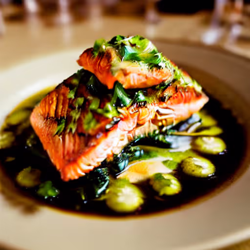 Broiled Salmon with Tarragon-Basil Butter
