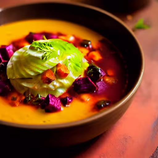 Stewed Beet and Cabbage Borscht with Caraway Flair